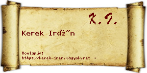 Kerek Irén névjegykártya